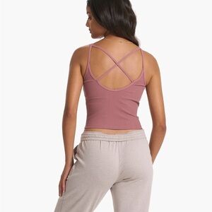 Vuori Pink Ribbed Strappy Back Tank Top, NWT